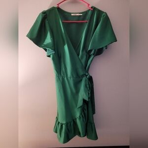 Francescas Emerald Green Wrap Mini Dress Medium NWOT